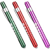 fanshiontide 3 Piezas Linterna de Bolígrafo de Diagnóstico Médico LED Reutilizable Con Medidor de Pupila luz Blanca…